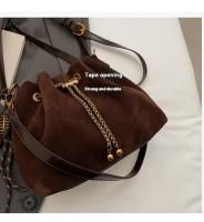 Bolso bandolera vintage para mujer - Bolso tipo cubo con correa ajustable, cierre con cordón, marrón café/negro - Bolso de mano para el día a día, formal, eventos especiales - Bolso duradero para mujer, bolso cruzado, accesorio para eventos nocturnos - details 1