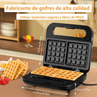 Máquina para hacer gofres 750W, máquina para hacer gofres personal, máquina para hacer gofres pequeña, máquina para hacer gofres antiadherente, mango de tacto frío, pequeño electrodoméstico automático para cocina, celebración de reuniones familiares, past - details 0