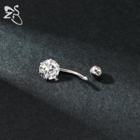 ZS 1 pieza 14G anillo de ombligo de acero inoxidable para mujeres y niñas blanco rosa CZ cristal ombligo Piercings cuerpo Piercing 6/8/10/12MM - details 3