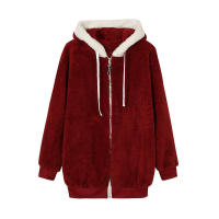 Chaqueta de lana cálida y holgada para mujer, talla grande, nueva, con capucha - details 13