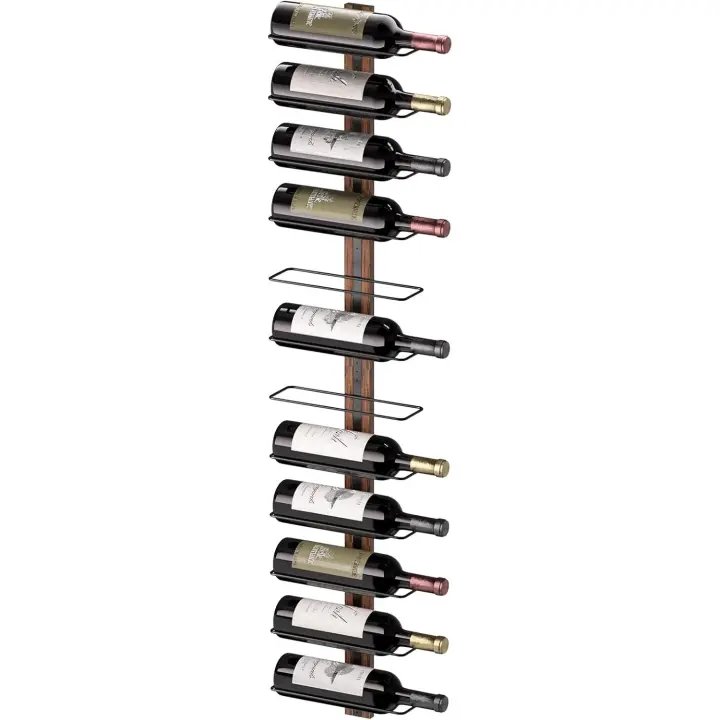 B4Life Estante montado en la pared para 12 botellas de vino, de madera, soporte para cocina, comedor, bar - 1
