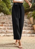 Pantalones de pierna ancha de moda de oficina de mujer de estilo clásico de cintura alta - details 9