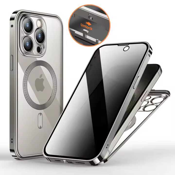 Funda Magnética para iPhone 15, Compatible con MagSafe, Pantalla privada, 360 Grados, Carcasa Antigolpes, Capa Militar Doble - 1