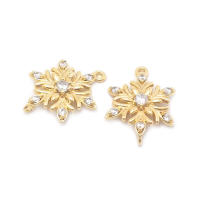 Abalorios de latón y circonita de Color dorado de 18K con 2 agujeros, abalorios de conexión de copos de nieve y flores, accesorios para pendientes para hacer joyas Diy de alta calidad - details 24