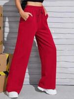 Pantalones de Manga Ancha de Alta Cintura para Mujer Primavera Otoño Pantalones Sueltos de Calidad con Cordón - details 28