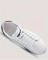 KOONEXY Zapatillas de deporte casuales de caña baja para hombre - Blancas con detalles de rayas, forro de tela transpirable y comodidad acolchada para deportes al aire libre y atuendos casuales para todas las estaciones, diseño de zapatos elegante, calzad - details 5