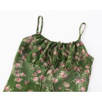 Verano francés nueva mujer estilo europeo y americano Spice Girl verano playa vacaciones falda con tirantes casual fondo verde vestido floral - details 3