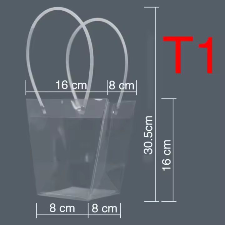Bolsa transparente de plástico con asa para guardar ramo de flores, caja de embalaje para regalo, decoración de fiesta de boda, alta calidad - 1