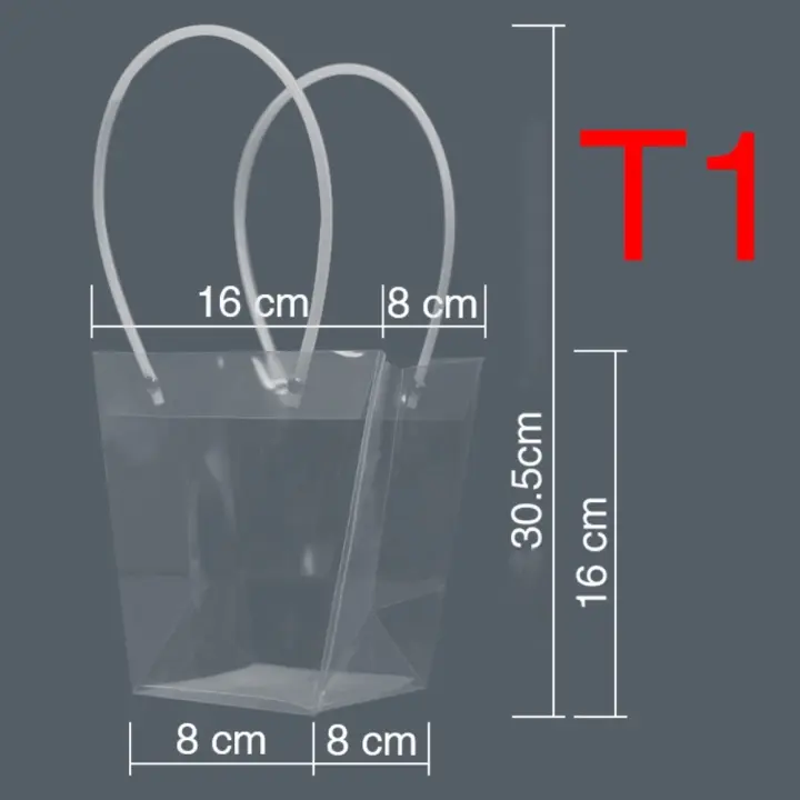 Bolsa transparente de plástico con asa para guardar ramo de flores, caja de embalaje para regalo, decoración de fiesta de boda, alta calidad - 1