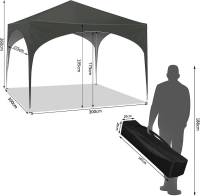 Gazebo-tienda de campaña para fiestas, Gazebo impermeable, protección solar, tela Oxford y marco de Metal, 3x3m, color gris - details 5