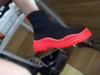 Zapatos De calcetines De suela gruesa para Mujer, Botas cortas informales De punto rojo De Red, talla grande, otoño e invierno, 2023 - details 13