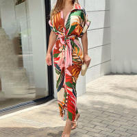 Vestido de Camisa Larga de Cintura Alta para Mujer Otoño 2025 Estilo Europeo Americano Impreso Transfronterizo Cuello de Solapa Manga Corta - details 2