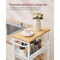 Carro de 4 Niveles, Carro Estrecho de Cocina con Ruedas, con Asa, para Espacio Reducido, 22 x 45,4 x 77 cm, para Cocina, Baño, Salón, Estudio, Marrón Rústico y Negro - details 35