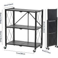 Estantería Plegable de Metal Negro 4 Niveles Carga Pesada Ideal para Cocina, Oficina, Garaje - details 14