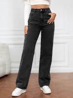 Vaqueros de cintura alta para mujer, pantalones rectos de pierna ancha - details 9