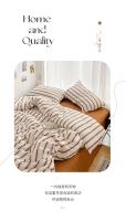 Seta de Cama de Talla Grande con Estampado a Rayas en Colores 3/4 Piezas para Adultos Single Double Queen Set 200x230cm - details 1