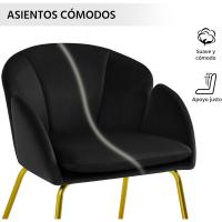 Silla de comedor moderna tapizada en terciopelo con brazos y respaldo ergonómico gris - details 16