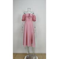 Vestido acampanado ajustado con lazo y mangas abullonadas estilo francés largo para mujer 2025 - details 3