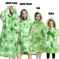 Manta de gran tamaño con capucha para adultos, conjunto de ropa de invierno de lana para la familia, dinosaurio, tiburón, Tigre, gris y rosa - details 1