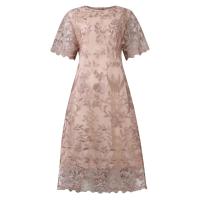Vestidos de verano de talla grande 4xl 5xl para invitados de boda, vestidos de fiesta formales ajustados elegantes florales de encaje de manga corta para mujer - details 3
