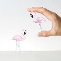 Figuras de flamencos de cristal de arte Hecho A Mano creativo, dibujos animados únicos, flamenco rosa simulado, escultura de Animal bonita para oficina - details 7