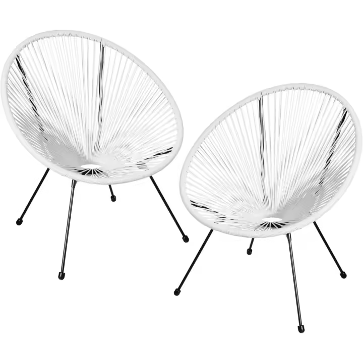 2 Sillas Jardín Exterior Estilo Acapulco, Conjunto Sillas Terraza de Acero, Resistente a Intemperie, Hilos de Polietileno y Topes en Patas, Hasta 120kg, Interior/Exterior - negro - 1