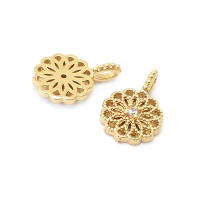 Colgantes de latón y circonita de Color dorado de 18K, varios dijes de flores, joyería artesanal de alta calidad, accesorios para collar y pendientes - details 21