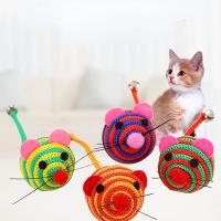 Juguete de nailon a rayas para gato, bola redonda de ratón con campana, juguete interactivo para masticar, productos para mascotas - details 5