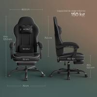 Silla de Oficina de Metal con Respaldar y Soporte Lumbar Asiento Amplio y Lleno de Cojín, Diseño de Malla Gris, GS11gr - details 11