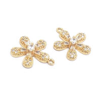 Colgantes de latón y circonita de Color dorado de 18K, varios dijes de flores, joyería artesanal de alta calidad, accesorios para collar y pendientes - details 14