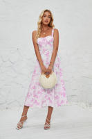 Vestido midi de satén con tirantes finos para mujer, abertura frontal, hueco - details 43