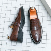 Zapatos formales de negocios para hombres, borla de empalme de un solo botón, Retro, moda juvenil, diario, oficina, banquete, novio, boda - details 1