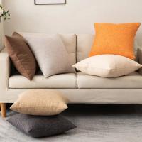 Funda de almohada de algodón y lino para sala de estar, cojín de sofá de color sólido, estilo escandinavo ins, funda de almohada de cintura de invierno - details 2