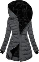 Chaqueta de Invierno con Capucha y Manga Larga Cálida, Estilizada, Abrigo de Lino con Forro de Vellón para Mujeres - details 7