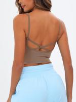 Conjunto De 4 Sujetadores Deportivos De Color Sólido Con Escote En V, Top Corto De Entrenamiento Cruzado Para Correr Y Hacer ejercicio - details 6