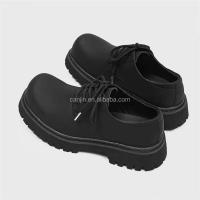 Nuevos zapatos de vestir Derby de cuero genuino para hombre de alta calidad, botines con plataforma de encaje de cabeza grande negros, logotipo de marca 38-45 - details 0