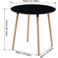 Mesa de Comedor, Estilo escandinavo Ronda Mesa y Patas de Madera de Haya, 80*72 cm, Color Blanco - details 47
