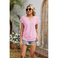 BUNO-2025 Camisetas para mujer de manga larga de algodón para mujer, camisetas con manga casquillo y cuello en V, camiseta informal holgada de manga larga de algodón para mujer - details 34