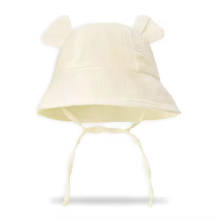 Lindo Color sólido bebé sombrero de cubo coreano Casual bebé oso oreja sombrero al aire libre algodón niños niñas sombrero para el sol niño pequeño - 1