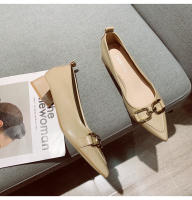 Zapatos de noche de tacón bajo, boca poco profunda, punta puntiaguda para un estilo otoñal con falda. - details 13