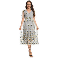 2025 primavera y verano europeos y americanos nueva ropa de mujer de gran tamaño vestido de encaje bordado conjunto de dos piezas cómodo y transpirable para mujer - details 3