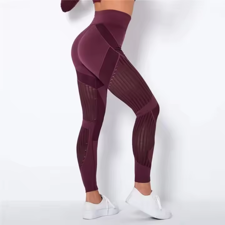 Pantalones de entrenamiento de gimnasio de yoga sin costuras de cintura alta para mujer - 1