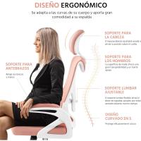 Ergonómica Reposabrazo Ajustable Oficina Trabajo Reposacabeza Giratoria Rosa - details 3
