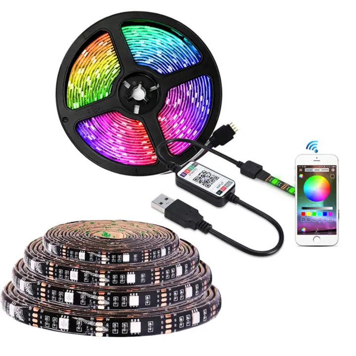 GAHADA Luz de Tira LED RGB Moderna Controla tu Móvil por Bluetooth Iluminación de Resalta para Televisores Cinta Flexible 5m o Más - 1