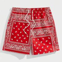 Pantalones cortos de playa con estampado clásico para hombre, pantalones cortos con cordón y estampado retro, bañadores informales de moda hawaiana para vacaciones en el mar - details 7