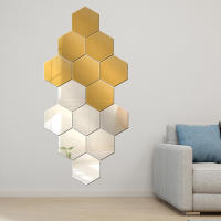 Pegatina de Pared Hexagonal de Acrílico Dorado Autoadhesiva, Solida, Decoración de Arte para el Hogar y Dormitorio - details 3