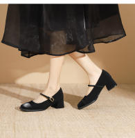 Zapatos sencillos estilo francés de tacón medio y punta cuadrada Merceditas - details 15