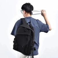 Mochila de lona Unisex para estudiantes, bolso de escuela secundaria, hombro, ordenador portátil, negro, impreso - details 1
