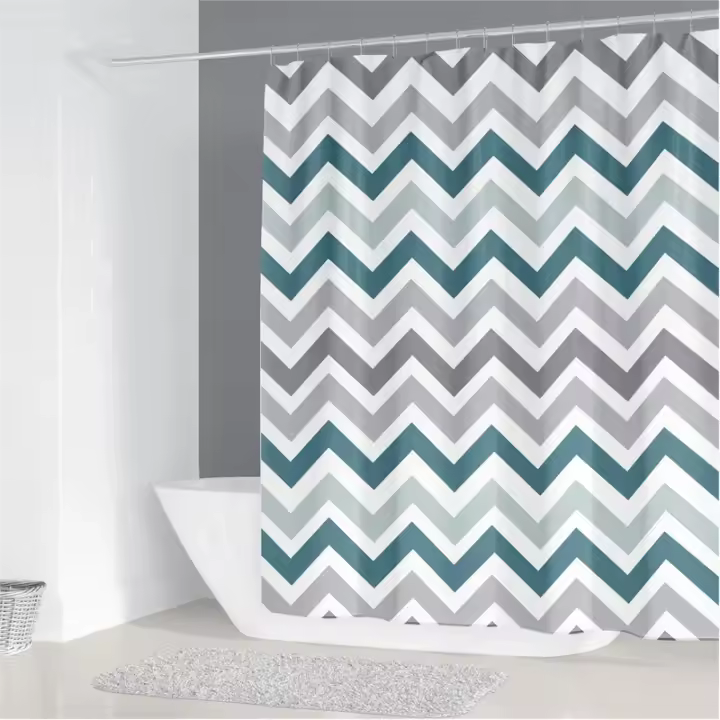 Cortina de ducha impermeable para baño de 200x180cm, cortina de poliéster con estampado de patrones geométricos simples para decoración del hogar - 1