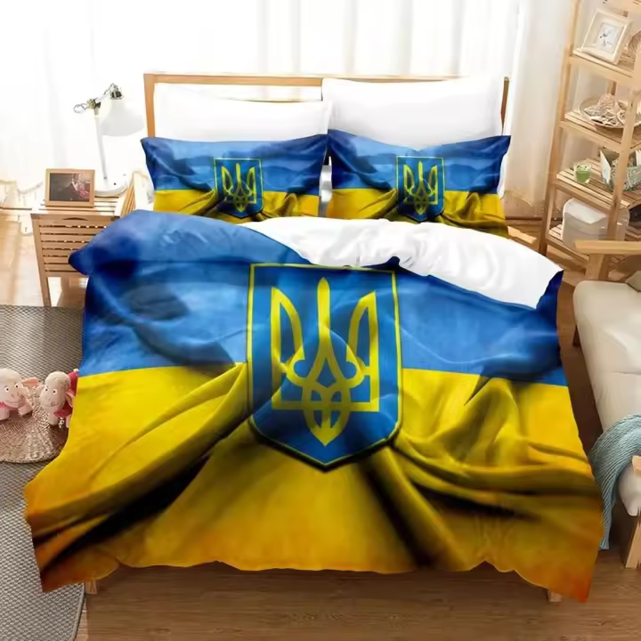 Juego de Ropa de Cama de 3D de Bandera Ukraine Cubierta de Edredón, Funda de Almohada, Funda de Cama para Hombres y Mujeres Tamaño Rey y Reina - 1